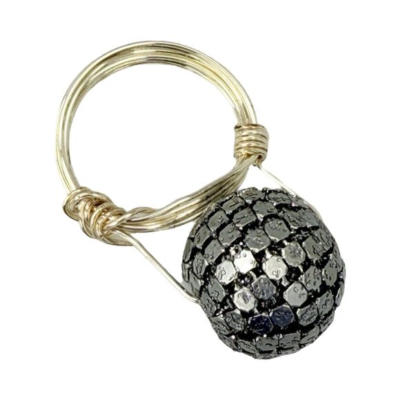Silver Disco Ball Spinner Statement Ring Sz 12.5 Trendy Artesian Cocktail Fidget - Picture 11 of 13